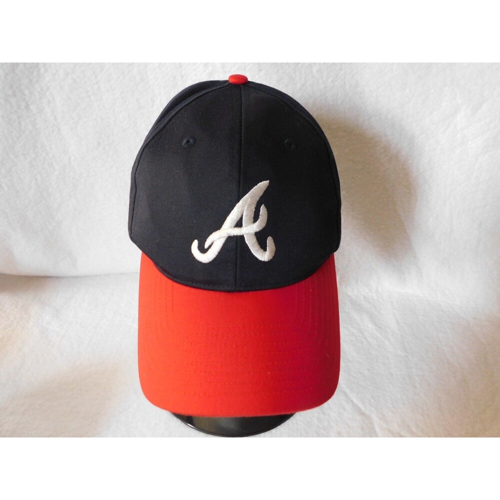 Vintage Atlanta Braves Twins Enterprise Snapback Hat Cap MLB 90s Blue / Red